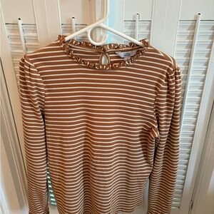 Croft & Barrow Brown and White Striped Top